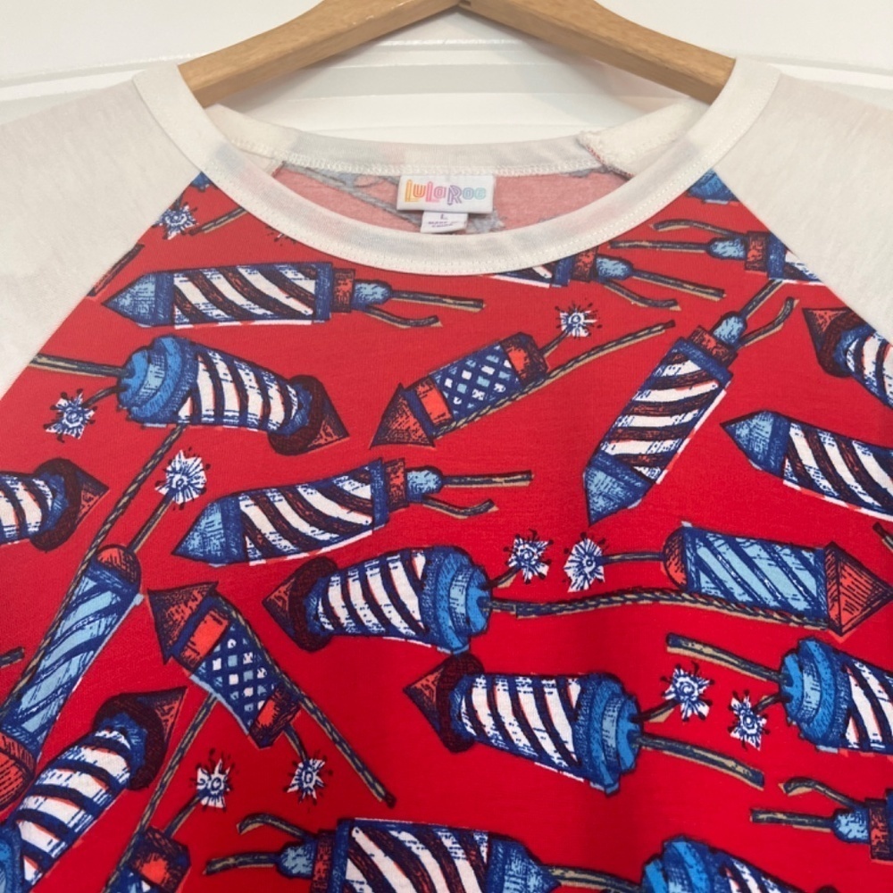 LuLaRoe Randy Style Firecracker Top Large - Picture 2 of 5
